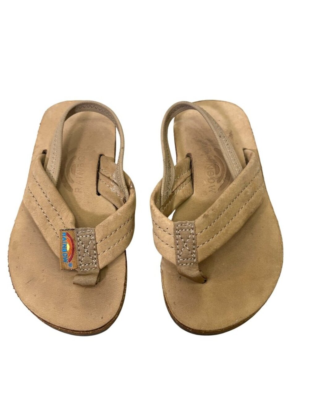 Rainbow Toddler Leather Sandal Flip Flops with Back Strap Size 5-6